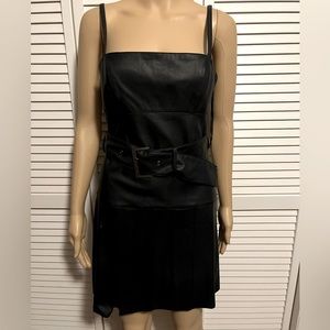 Free People black faux leather belted dress size 4 NWOT